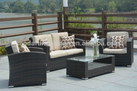 4pcs Leisure Alu Rattan K D Sofa Set All Weather Outdoor Sofa With Cushion Garden Patio Wicker Furni Wholesale Garden Sets Products On Tradees Com