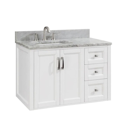 Wholesale White 36in Bathroom Vanity Cabinet Set With Single Sink Marble Top Wholesale Bathroom Vanities Products On Tradees Com