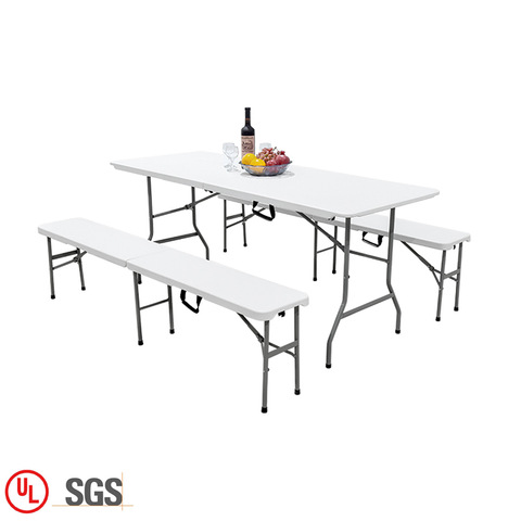 white plastic table and chairs