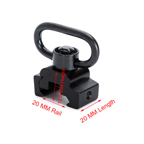 20mm Weaver/Picatinny Quick Detach Sling Mount - Push Button Swivel, 360° Rotation, Aluminum & Steel