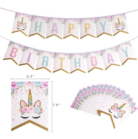 Happy Birthday Baby Disposable Shower Kids Dinner Paper Tableware Set Unicorn Party Plates For Girl Wholesale Dinnerware Products On Tradees Com